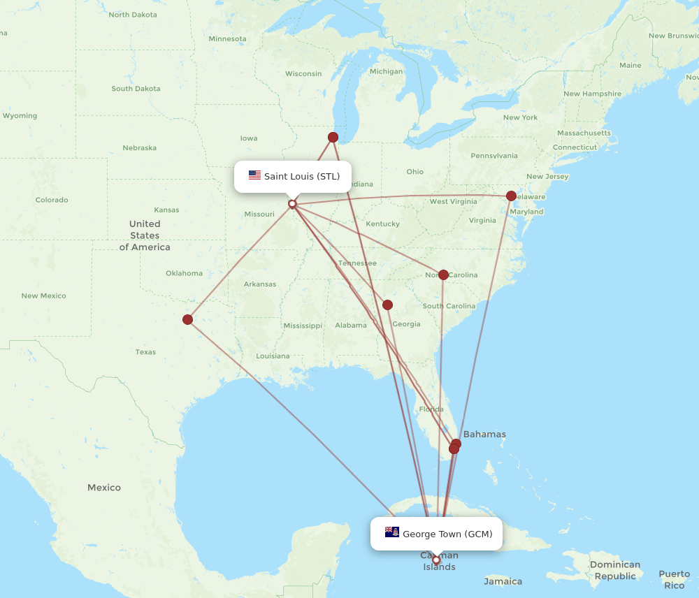 GCM-STL flight routes
