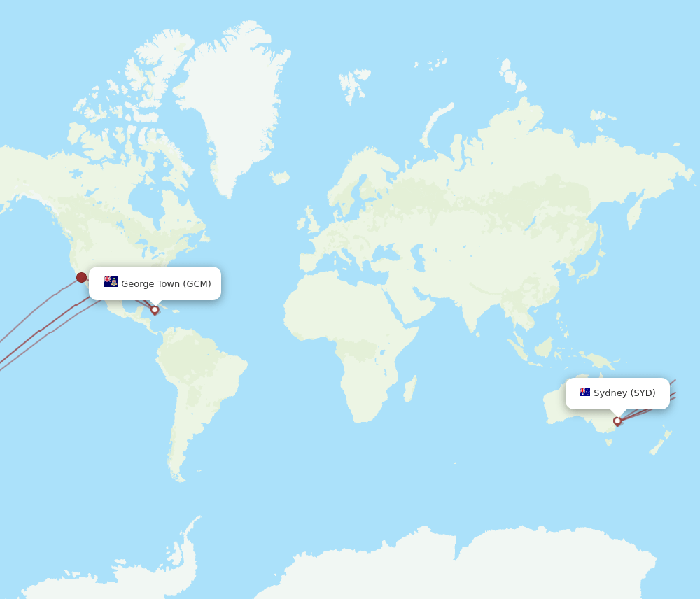 GCM-SYD flight routes