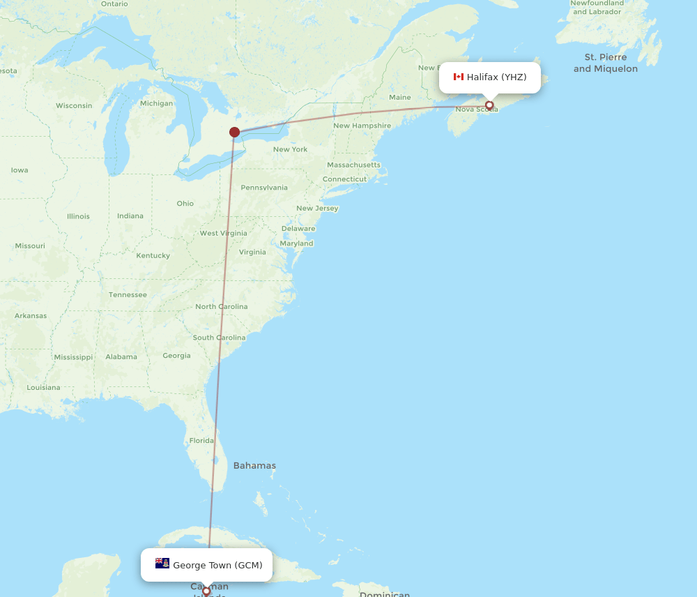 GCM-YHZ flight routes