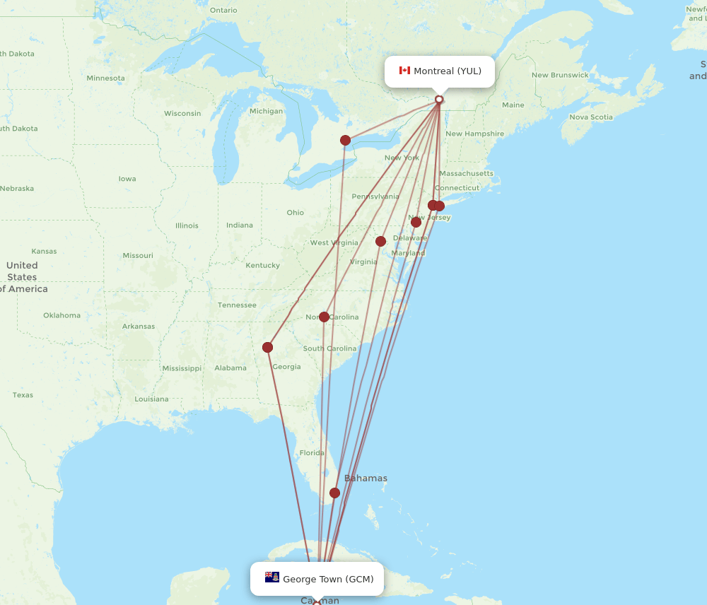 GCM-YUL flight routes