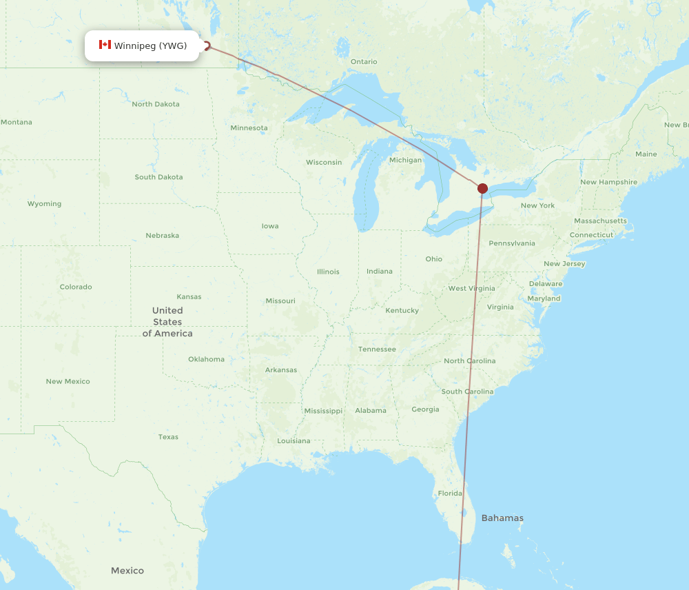 GCM-YWG flight routes
