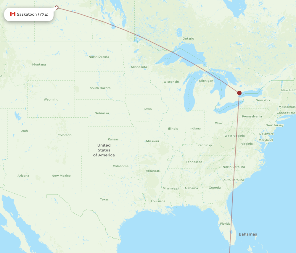 YXE to GCM flights and routes map