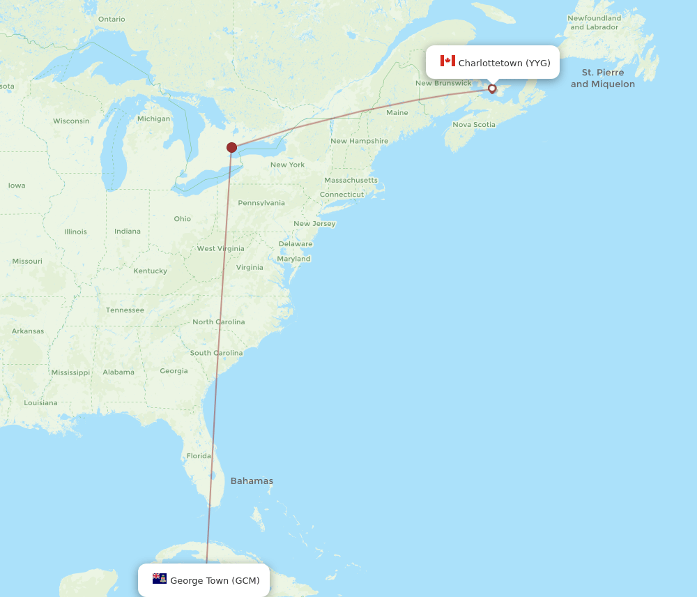 GCM-YYG flight routes