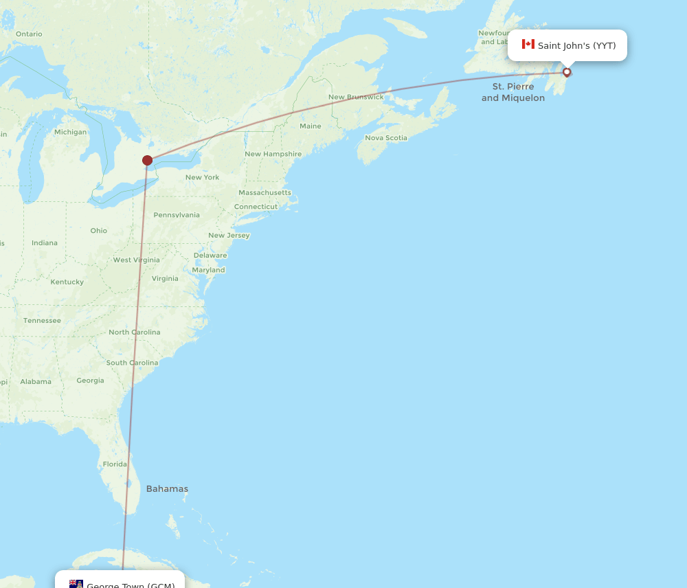 GCM-YYT flight routes