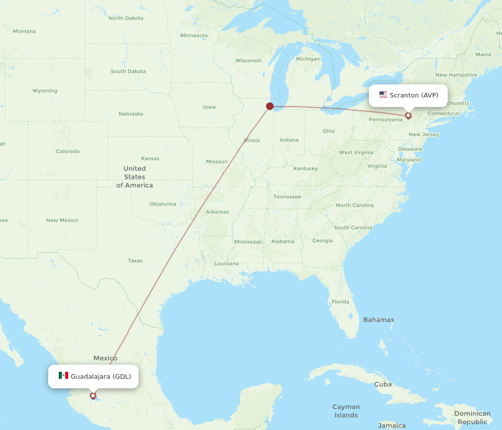 GDL-AVP flight routes