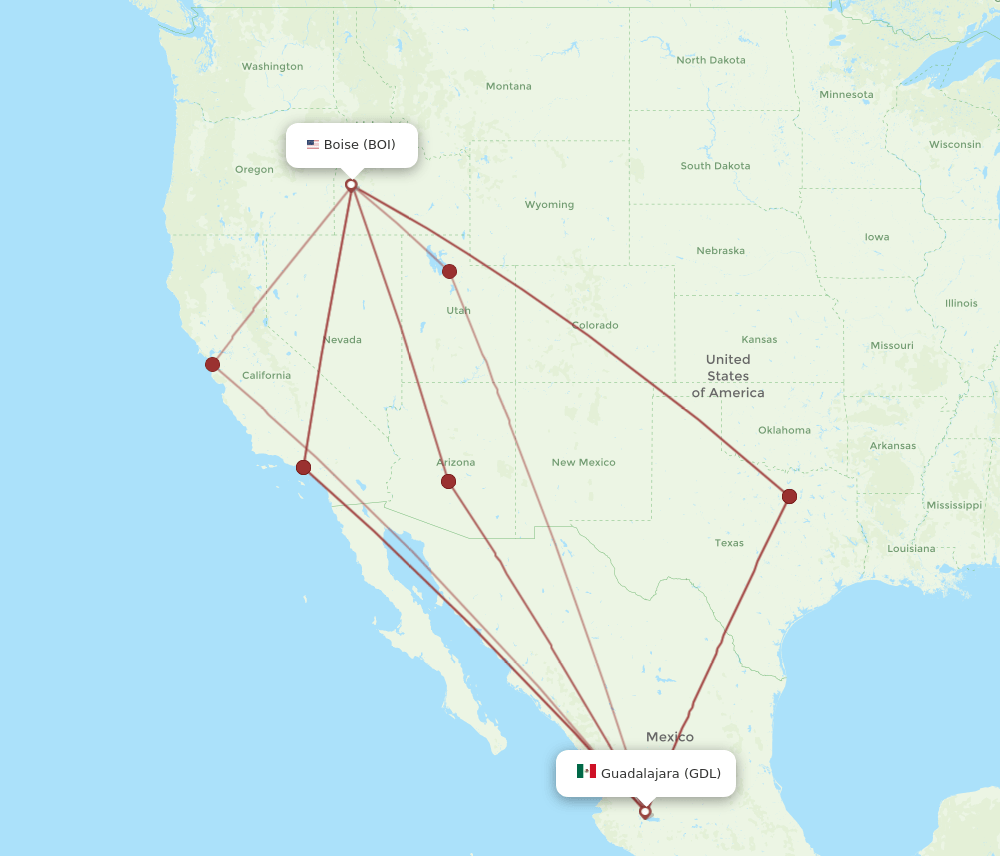 GDL-BOI flight routes