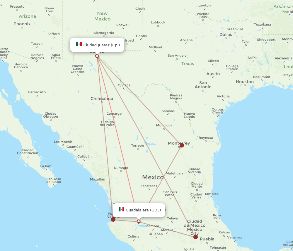 GDL-CJS flight routes