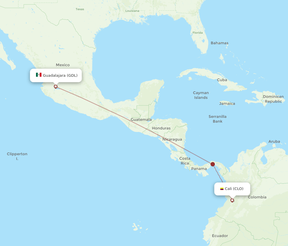 GDL-CLO flight routes
