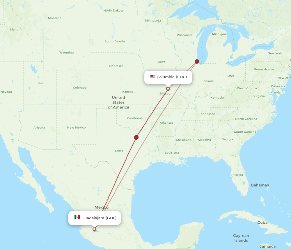 GDL-COU flight routes