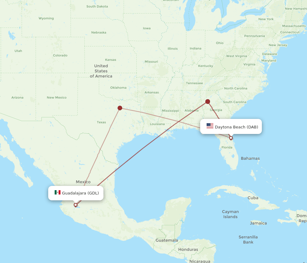 GDL-DAB flight routes