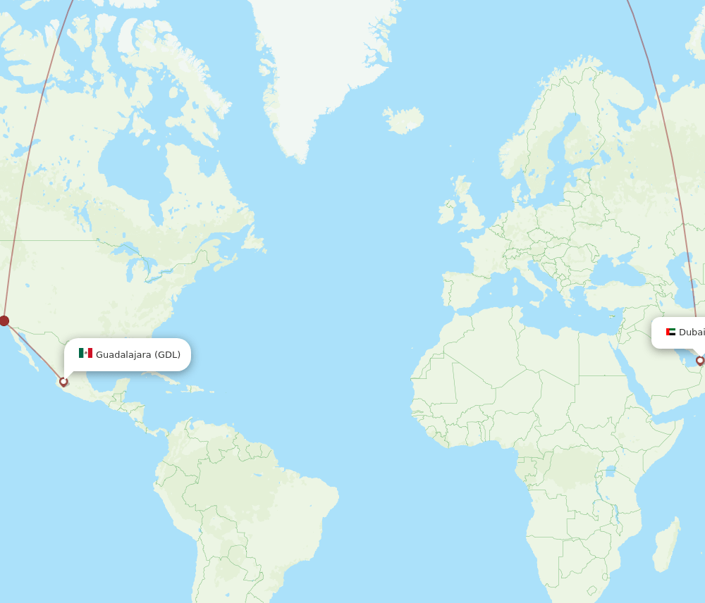 GDL-DXB flight routes