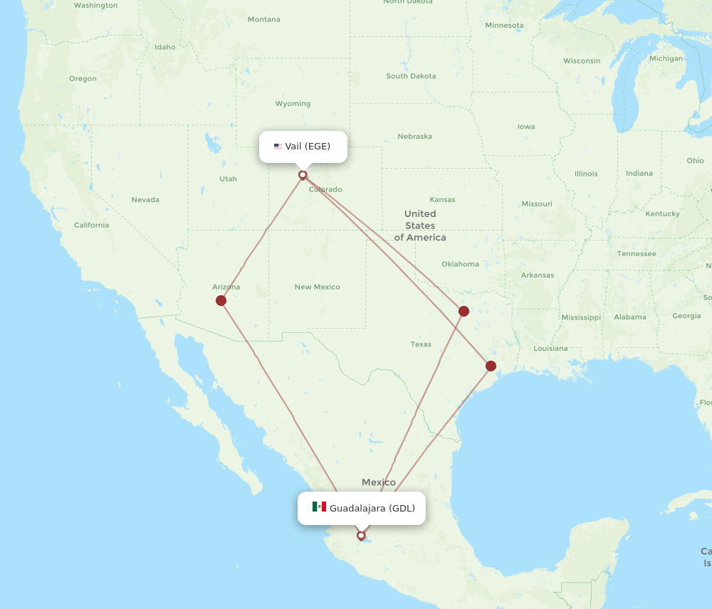 GDL-EGE flight routes
