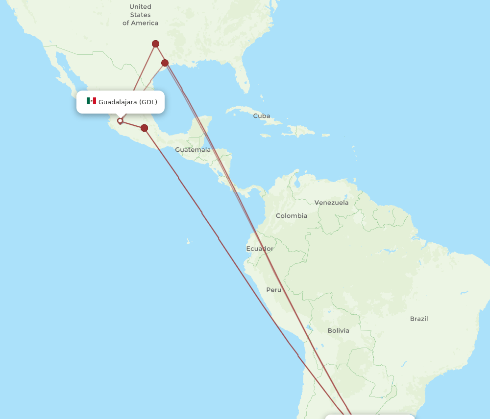 GDL-EZE flight routes