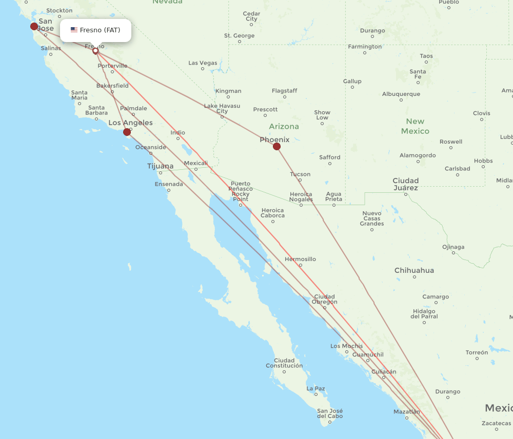 GDL-FAT flight routes