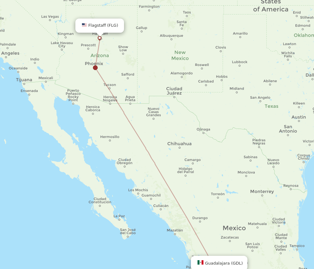 GDL-FLG flight routes