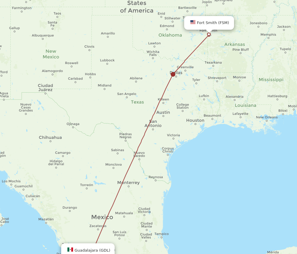GDL-FSM flight routes