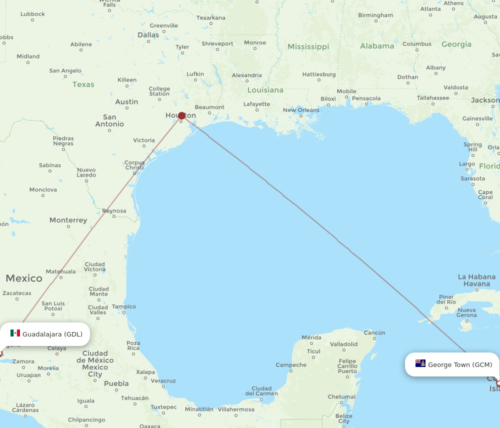 GCM to GDL flights and routes map