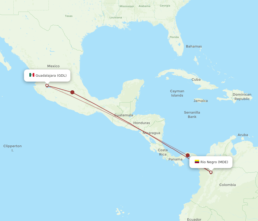 GDL-MDE flight routes