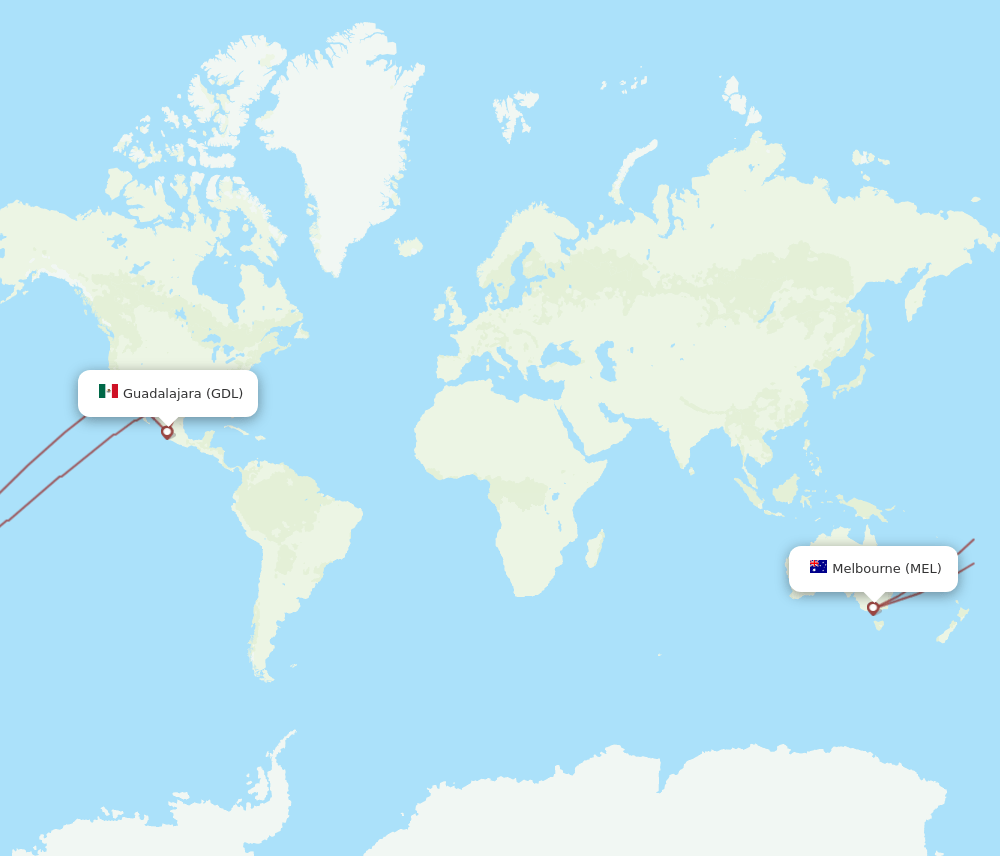 GDL-MEL flight routes