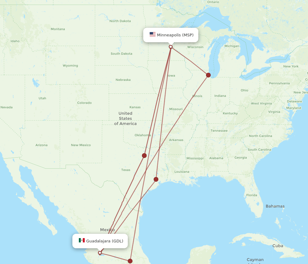 GDL-MSP flight routes