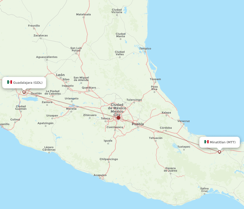 GDL-MTT flight routes