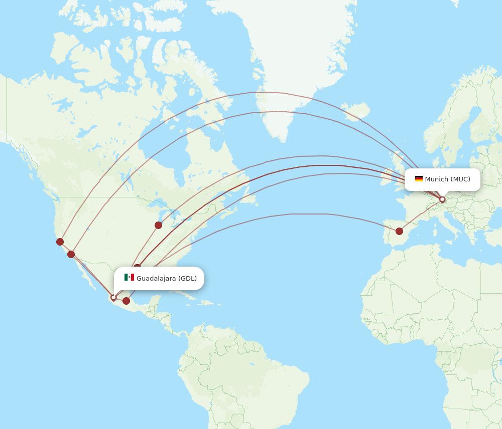 GDL-MUC flight routes