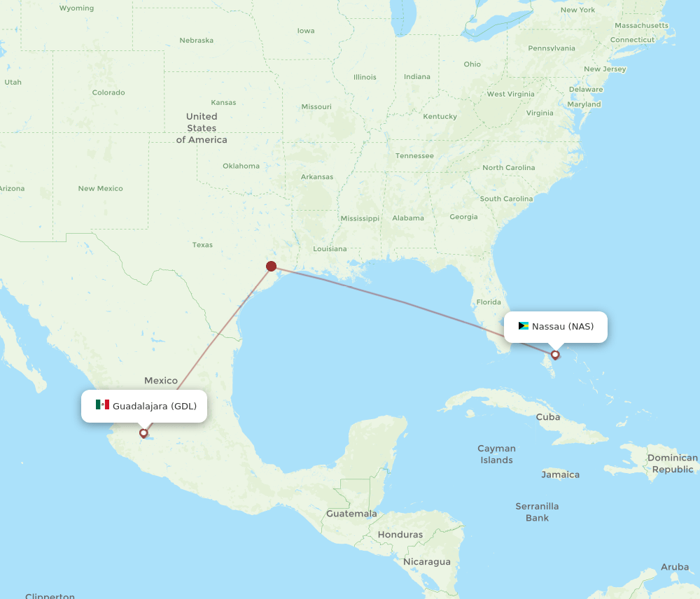 GDL-NAS flight routes