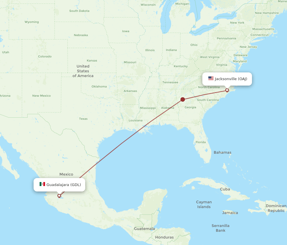 GDL-OAJ flight routes