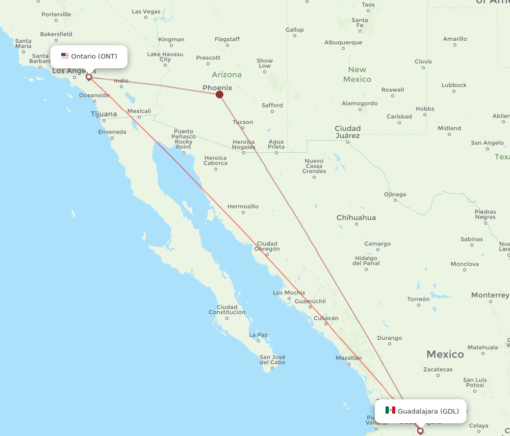 GDL-ONT flight routes