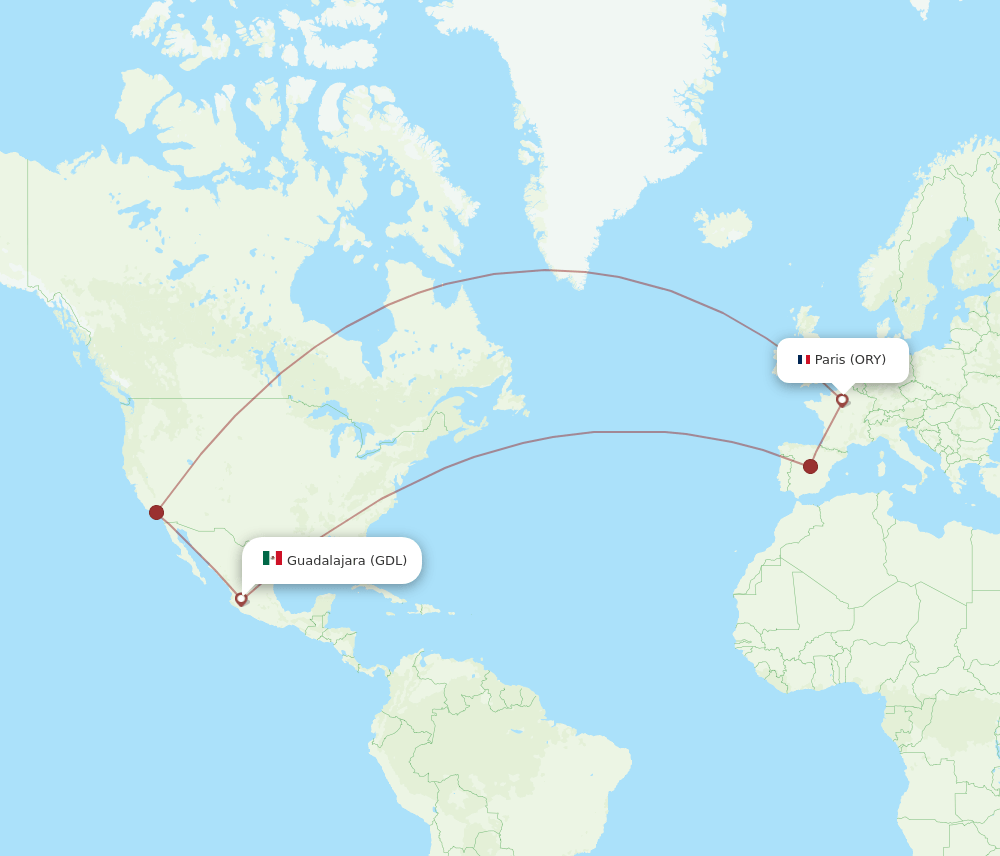 GDL-ORY flight routes