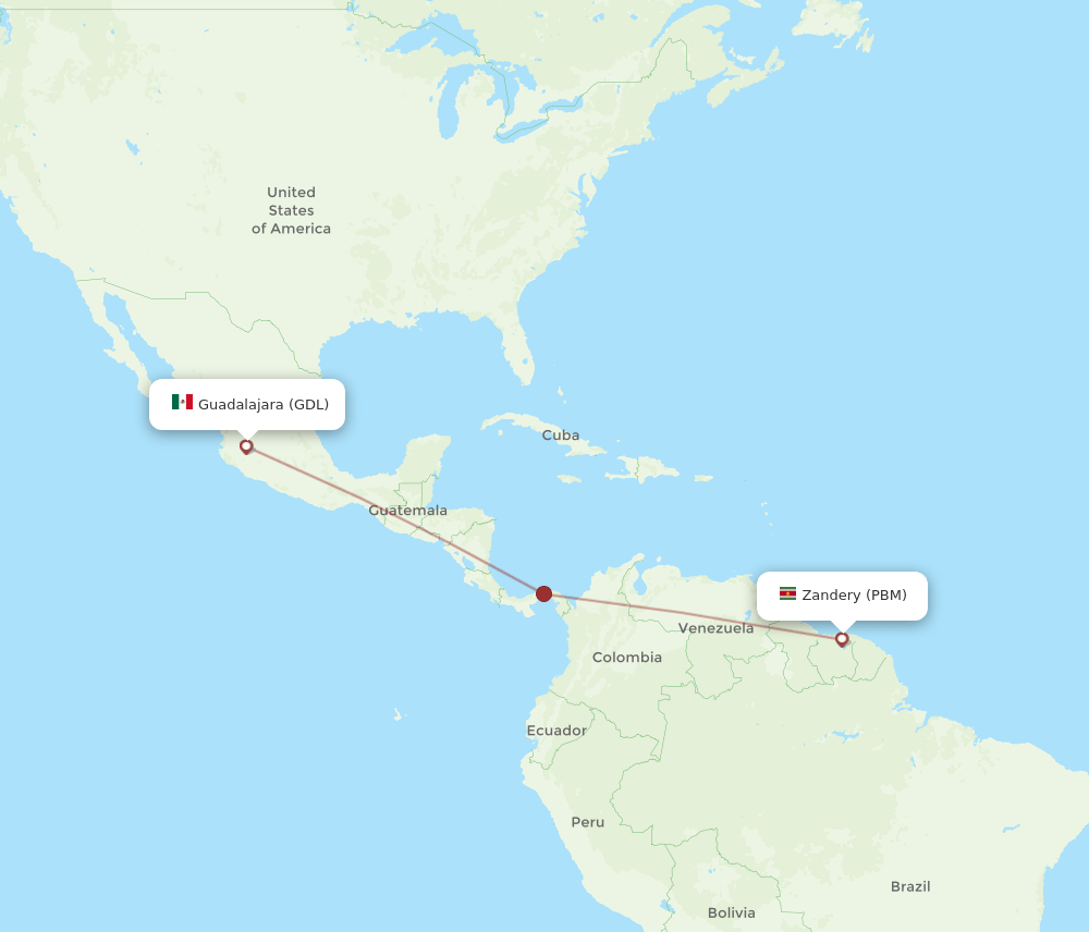 GDL-PBM flight routes