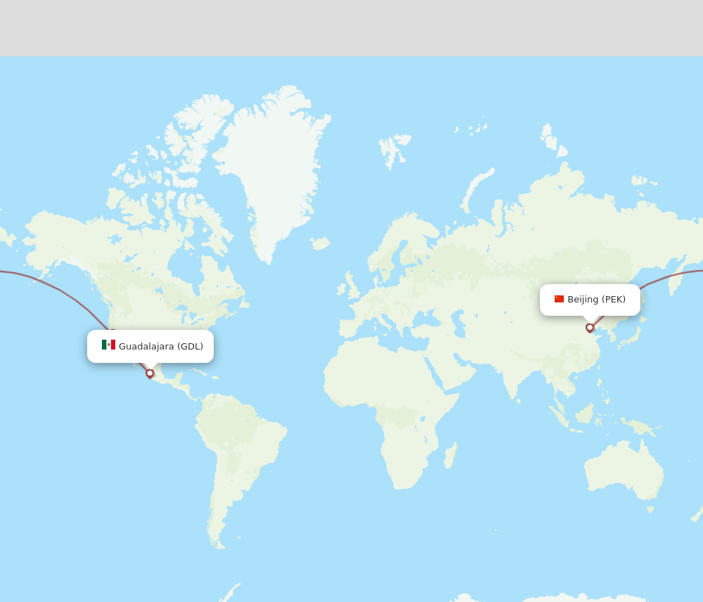 GDL-PEK flight routes