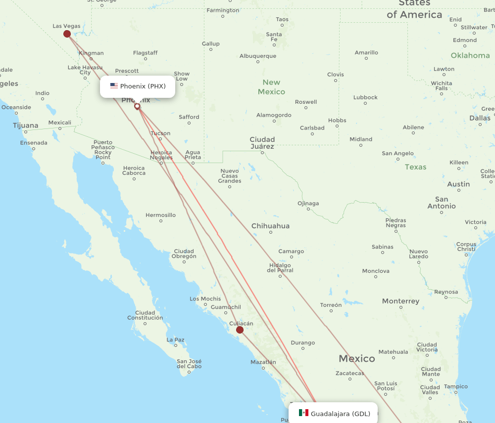 GDL-PHX flight routes