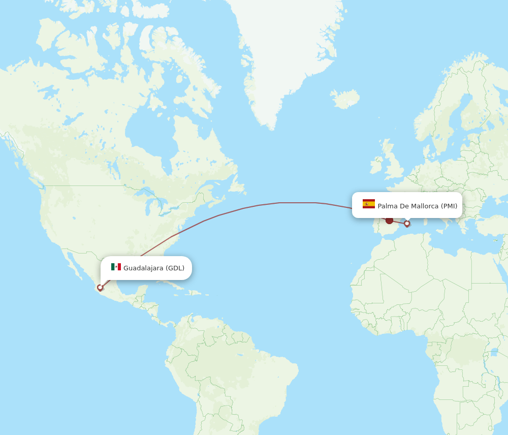 GDL-PMI flight routes