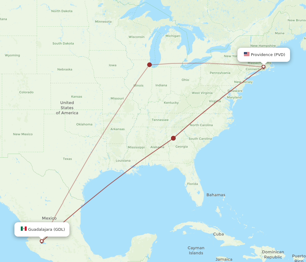 GDL-PVD flight routes
