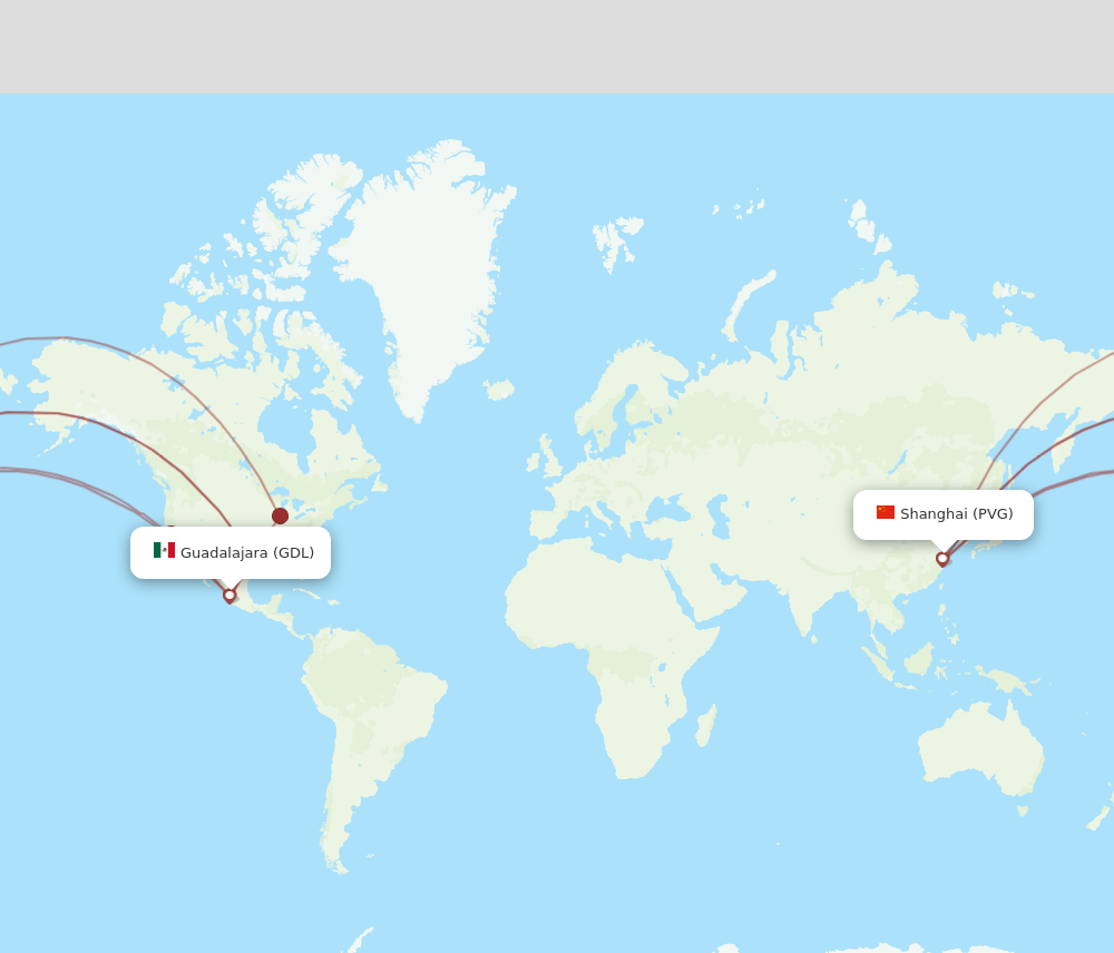 GDL-PVG flight routes