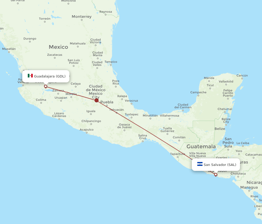 GDL-SAL flight routes