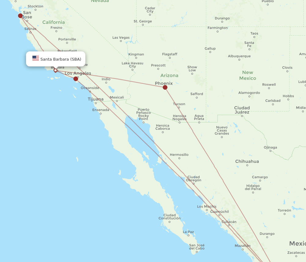 GDL-SBA flight routes