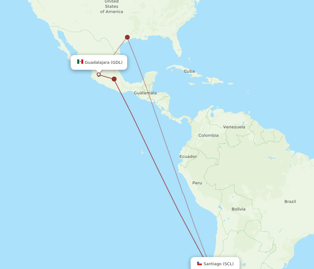 GDL-SCL flight routes