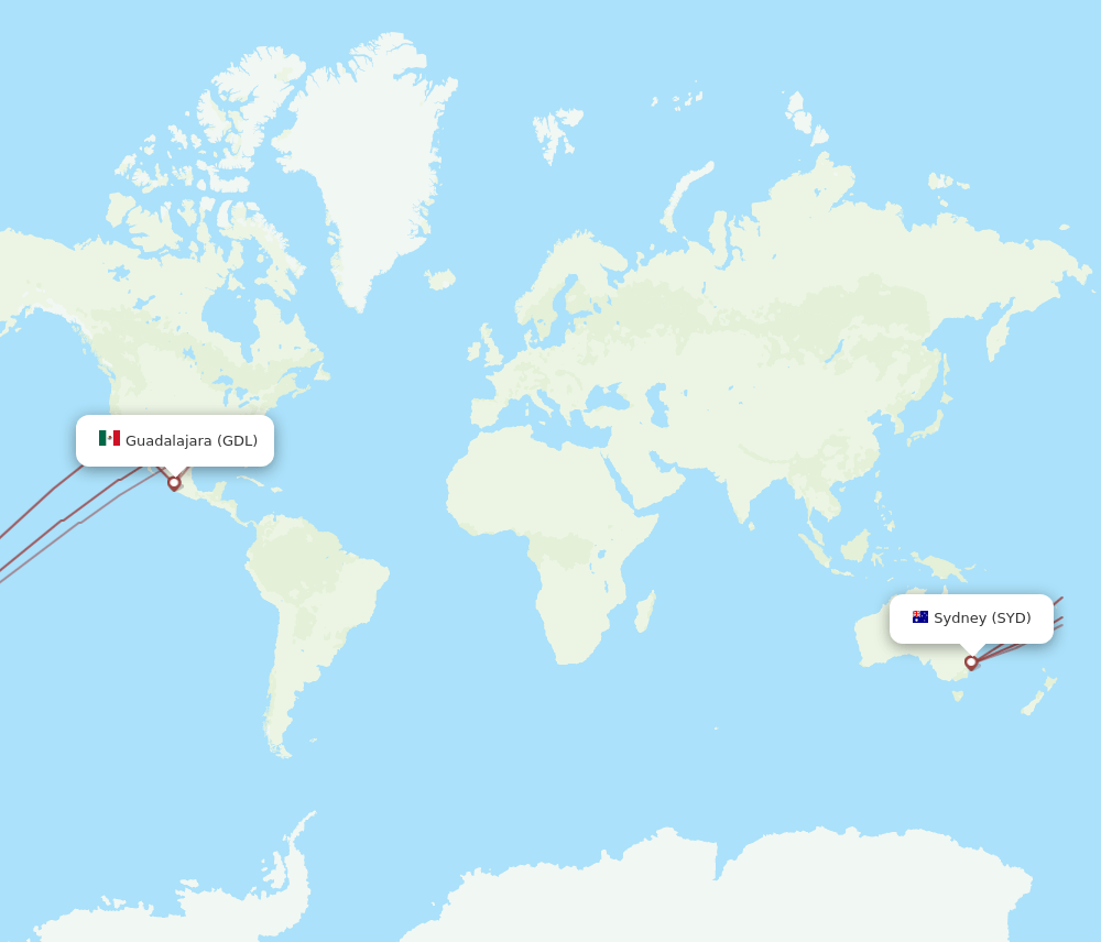 GDL-SYD flight routes
