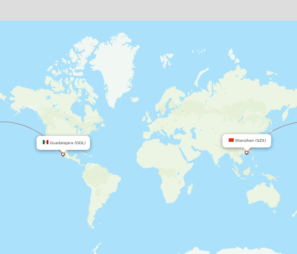 GDL-SZX flight routes