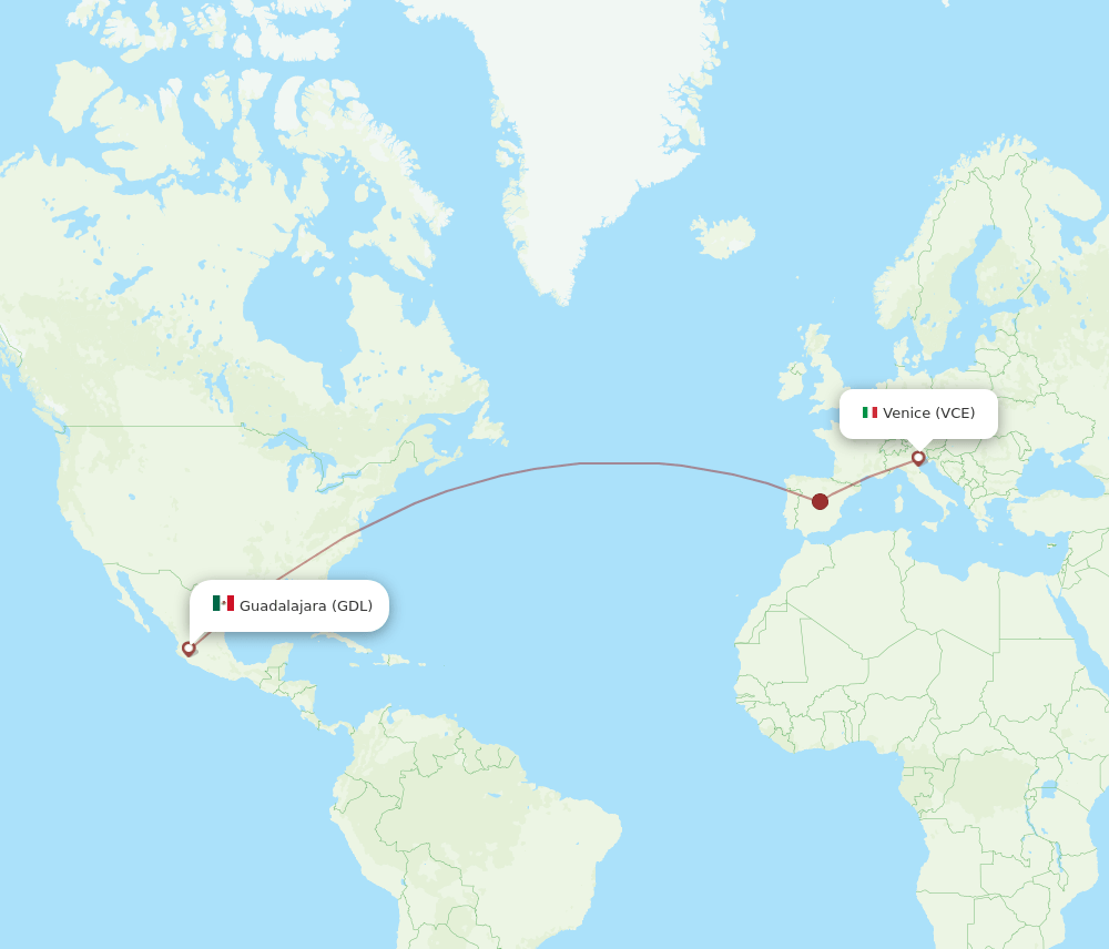 GDL-VCE flight routes