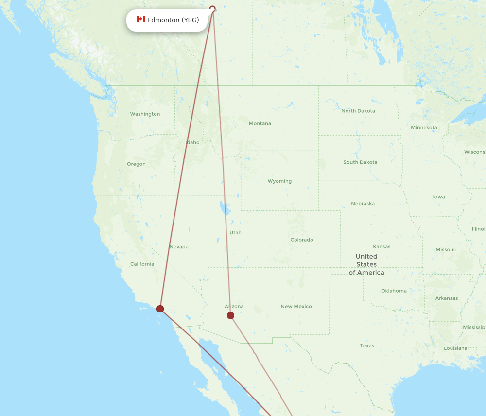 GDL-YEG flight routes