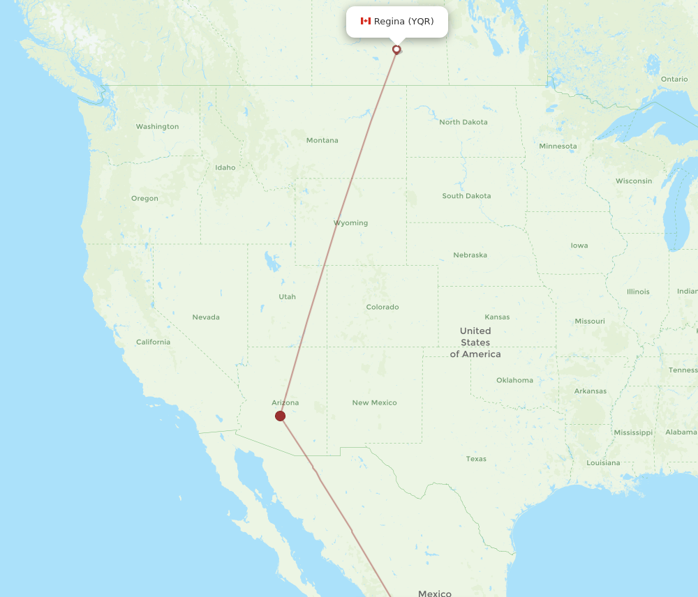 GDL to YQR flights and routes map