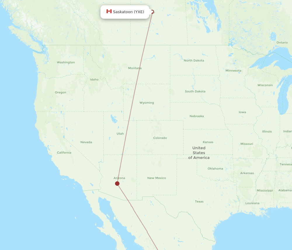 GDL-YXE flight routes