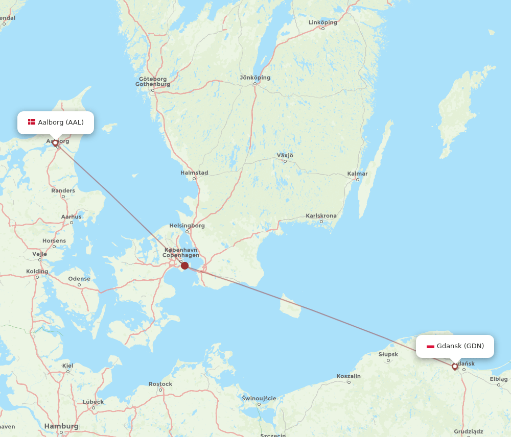 GDN-AAL flight routes