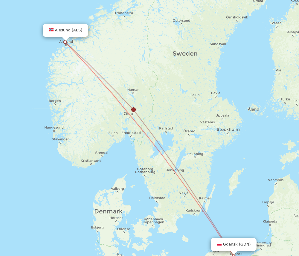 GDN to AES flights and routes map