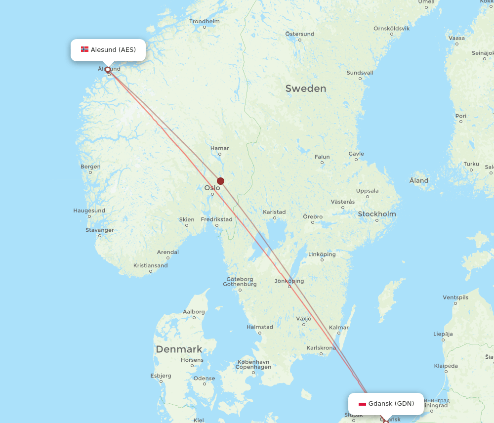 GDN to AES flights and routes map