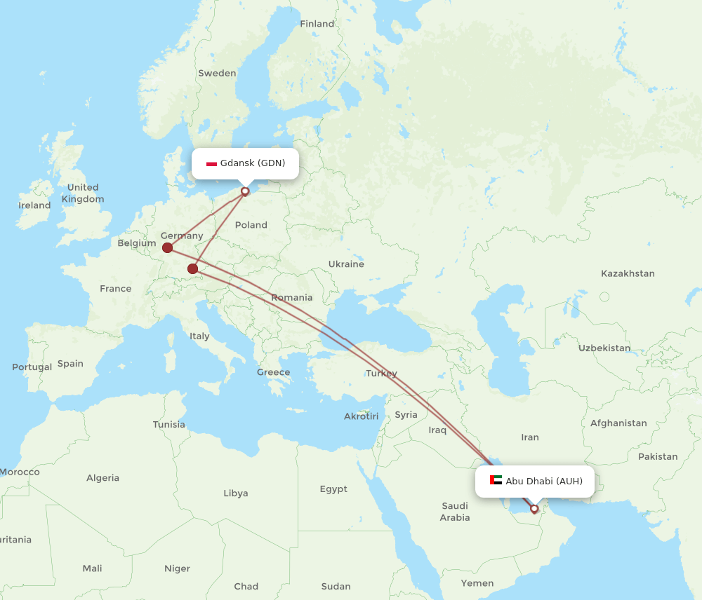 GDN-AUH flight routes