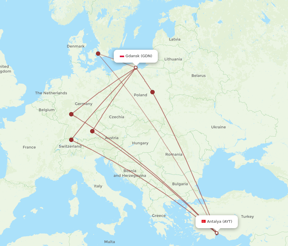 GDN-AYT flight routes